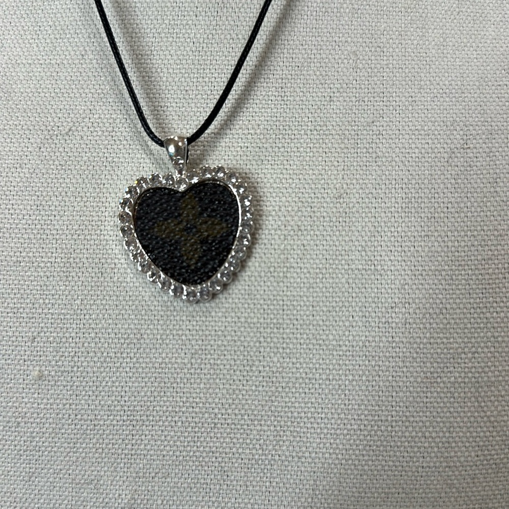 Necklace with upcycled Louis Vuitton monogram charm
